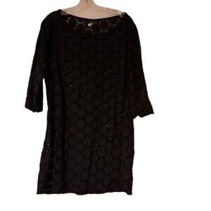 Jordan Taylor Black Crocheted Circle Beach Coverup - Large